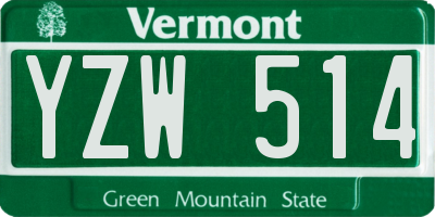 VT license plate YZW514