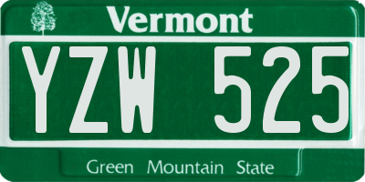 VT license plate YZW525