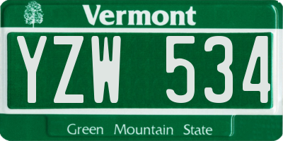 VT license plate YZW534