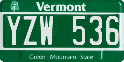 VT license plate YZW536