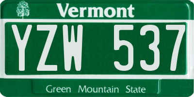 VT license plate YZW537