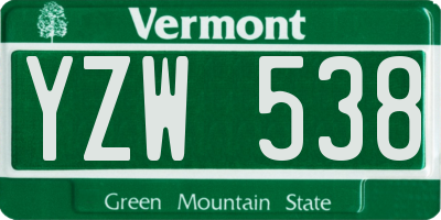 VT license plate YZW538
