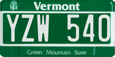 VT license plate YZW540