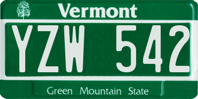 VT license plate YZW542