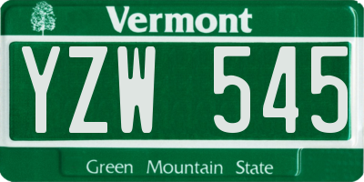 VT license plate YZW545