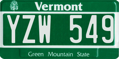 VT license plate YZW549