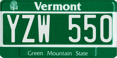 VT license plate YZW550