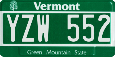 VT license plate YZW552