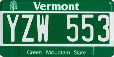VT license plate YZW553