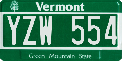 VT license plate YZW554