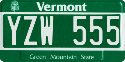 VT license plate YZW555