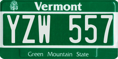 VT license plate YZW557