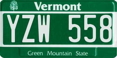 VT license plate YZW558