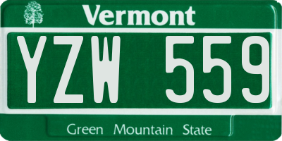 VT license plate YZW559