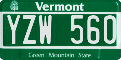 VT license plate YZW560