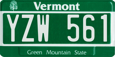 VT license plate YZW561