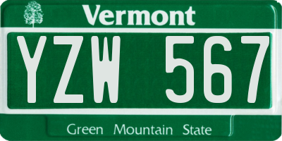 VT license plate YZW567