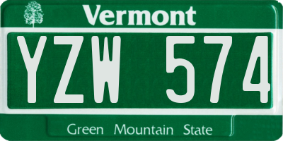 VT license plate YZW574