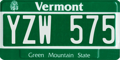 VT license plate YZW575