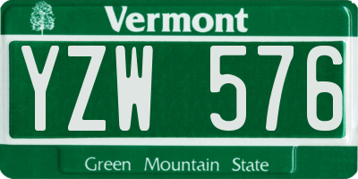 VT license plate YZW576