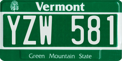 VT license plate YZW581