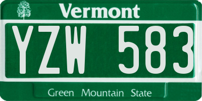VT license plate YZW583