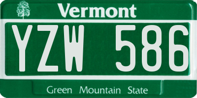 VT license plate YZW586
