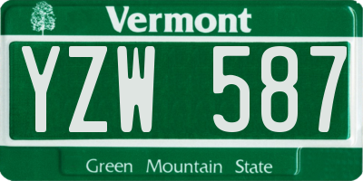 VT license plate YZW587