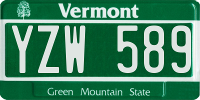 VT license plate YZW589