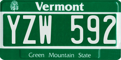 VT license plate YZW592