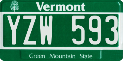 VT license plate YZW593