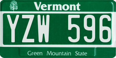 VT license plate YZW596