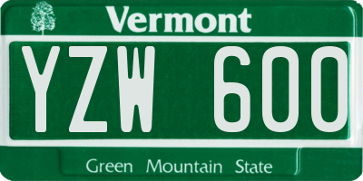 VT license plate YZW600