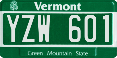 VT license plate YZW601