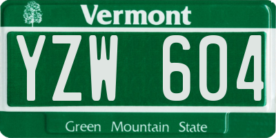 VT license plate YZW604