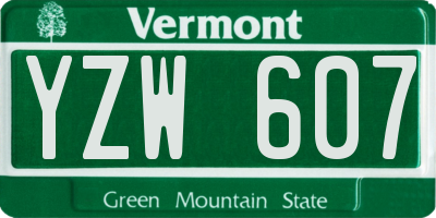 VT license plate YZW607