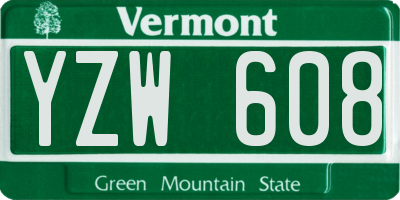VT license plate YZW608