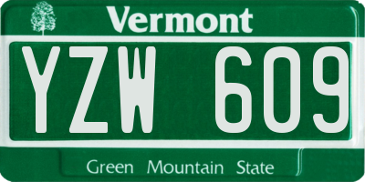 VT license plate YZW609