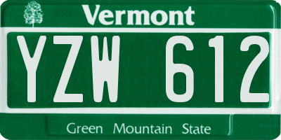 VT license plate YZW612
