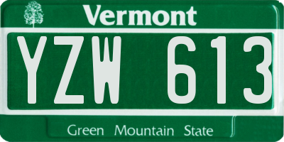 VT license plate YZW613