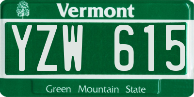 VT license plate YZW615