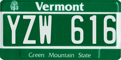 VT license plate YZW616
