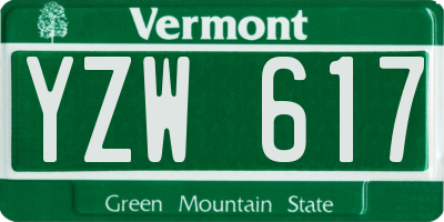 VT license plate YZW617