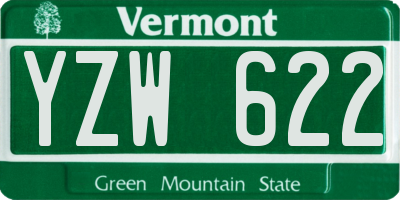 VT license plate YZW622