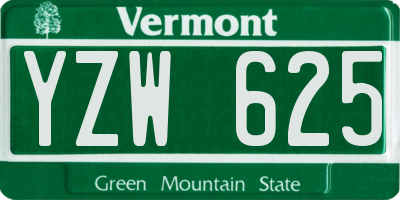 VT license plate YZW625