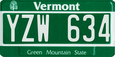 VT license plate YZW634