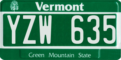 VT license plate YZW635