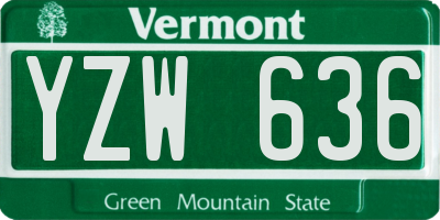 VT license plate YZW636