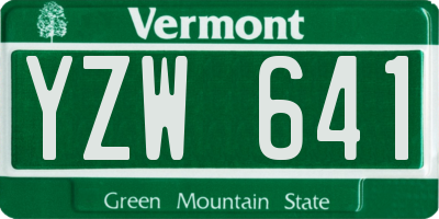 VT license plate YZW641