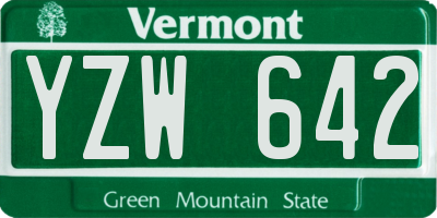VT license plate YZW642